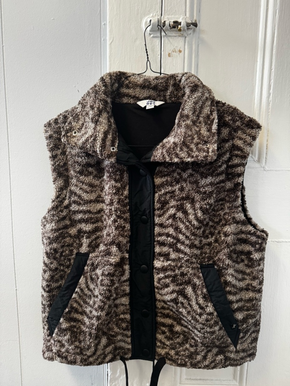JoyLab Brown Patterned Faux-Sherpa Zip Vest